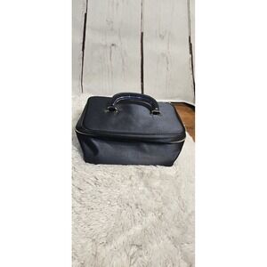 Estee Lauder Black Vanity Makeup Train Case Bag Organizer Travel Handle Gold Zip